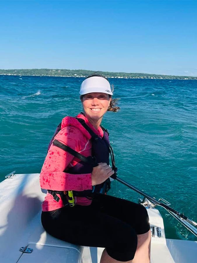 Instructor Jenny McCain on the water