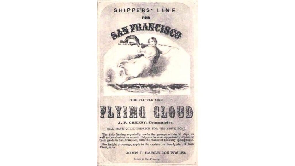 A handbill advertising the Flying Cloud