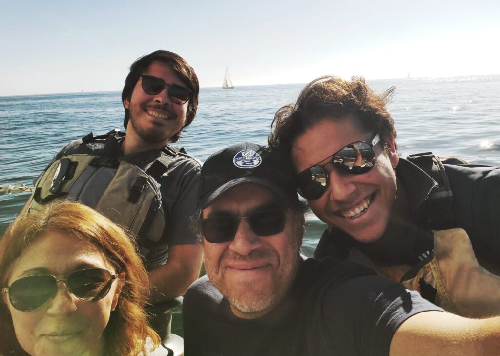 The author sailing with his family.