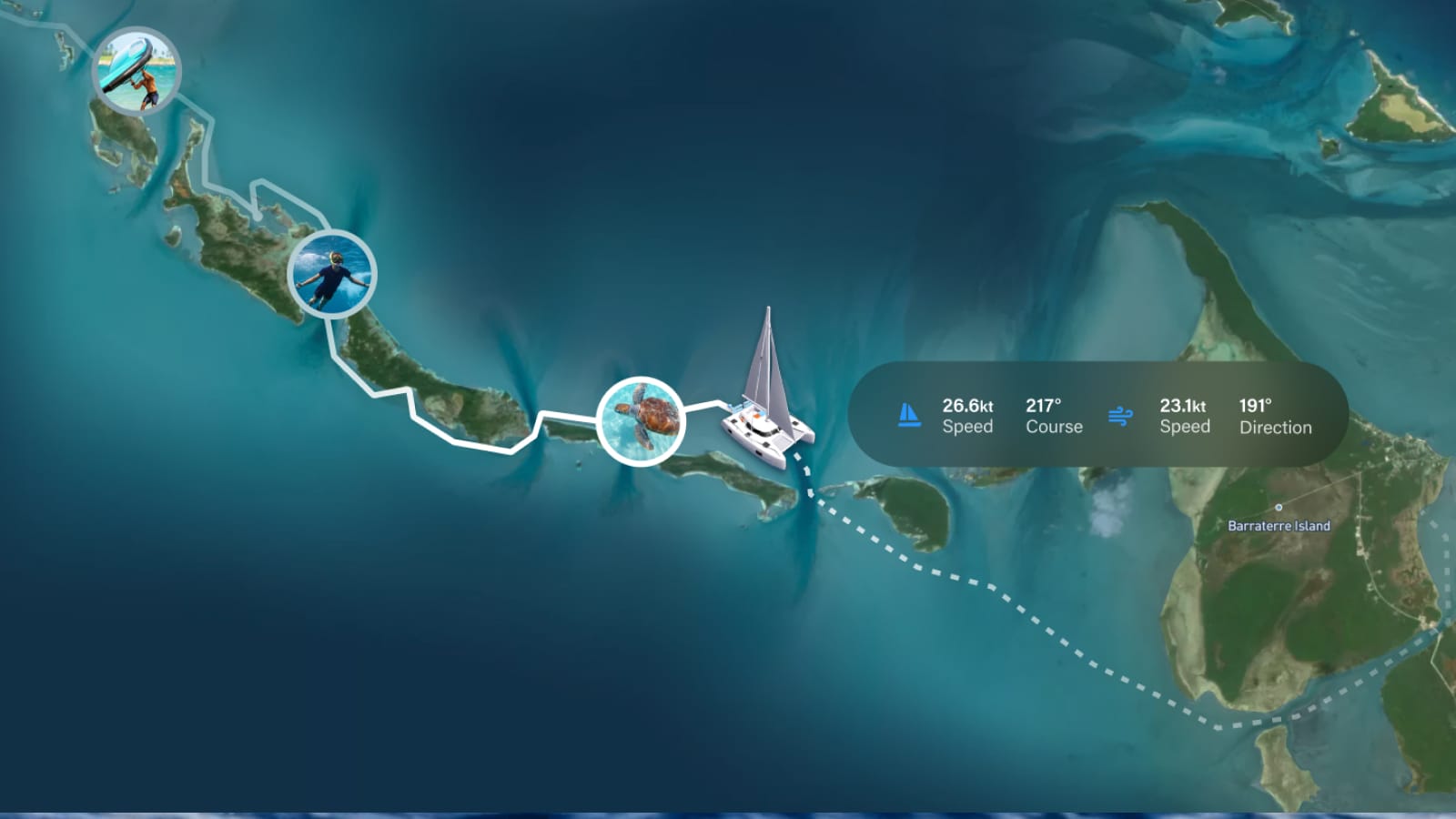 Route map with catamaran