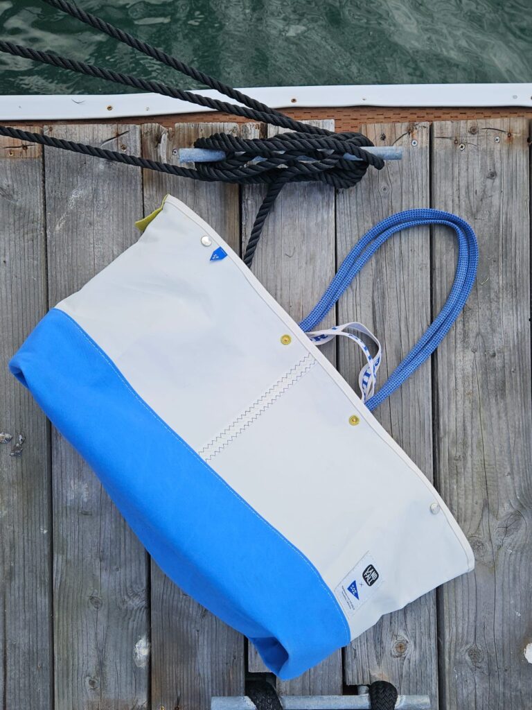 Landfall bag on dock next to cleat