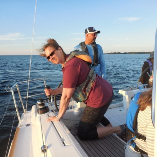 Joan Koehne - adjusting main sheet 1