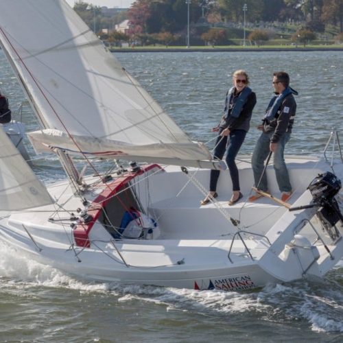American Sailing Association First 22 built by Beneteau sailing in Annapolis MD.